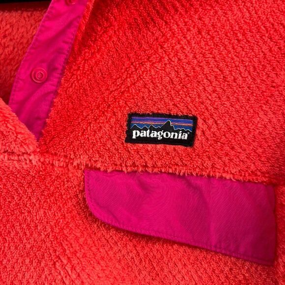 Patagonia Re-Tool T Snap Coral Orange Fleece Pullover - Picture 5 of 12